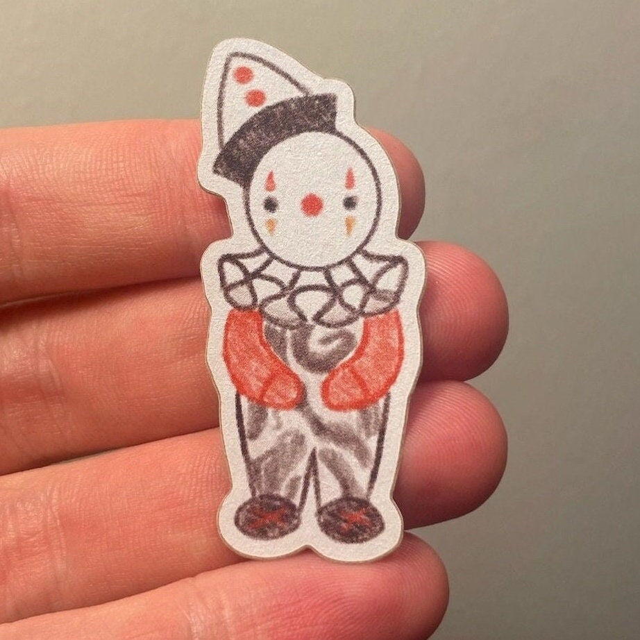 Smooches the Clown - 0.9"x2" Kraft Paper Sticker