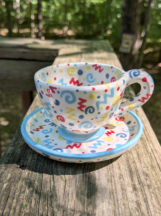 Confetti Teacup Cup and Saucer #2 (minor debris defect)